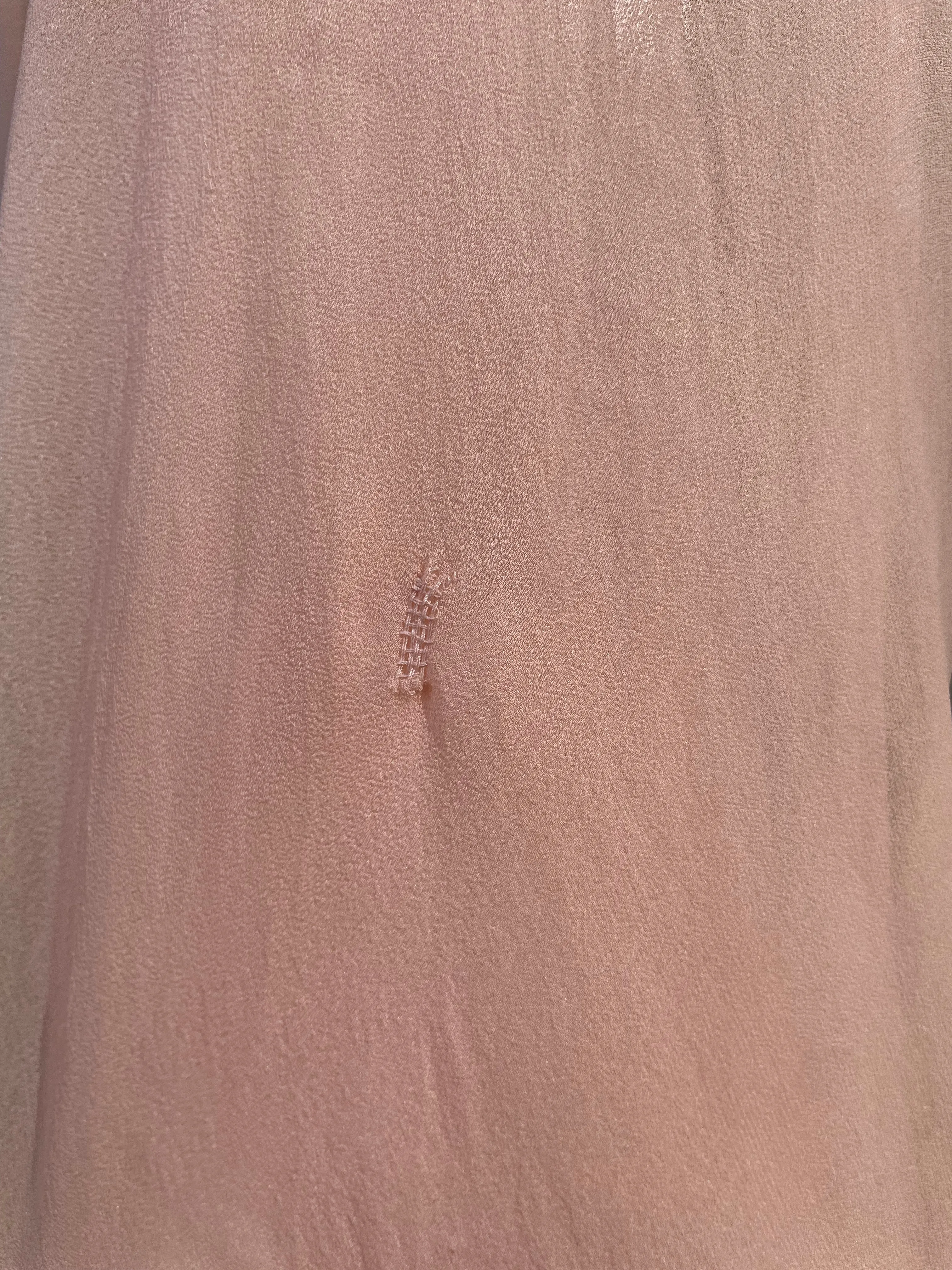 1940s I. Magnin Ballet Pink Shirred Silk Chiffon Dress