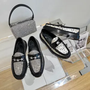 35-40 flats women hot drill leather boat shoes comfort high quality 2022 new