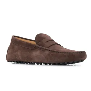 Brown Suede Alcalde Penny Driving Loafers - Loafers