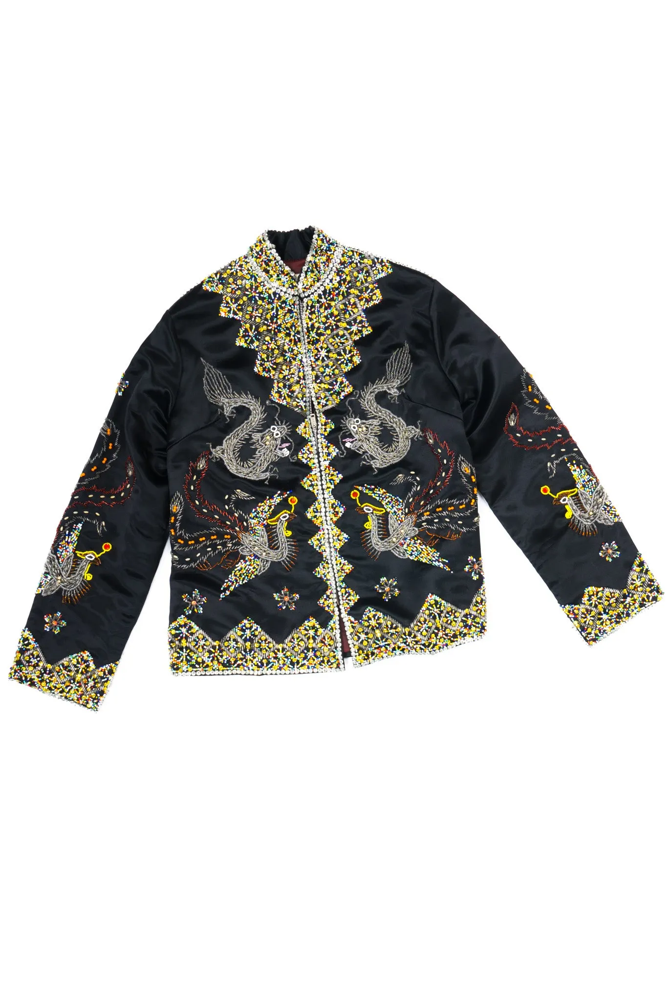 Chinese Beaded Satin Zip Jacket