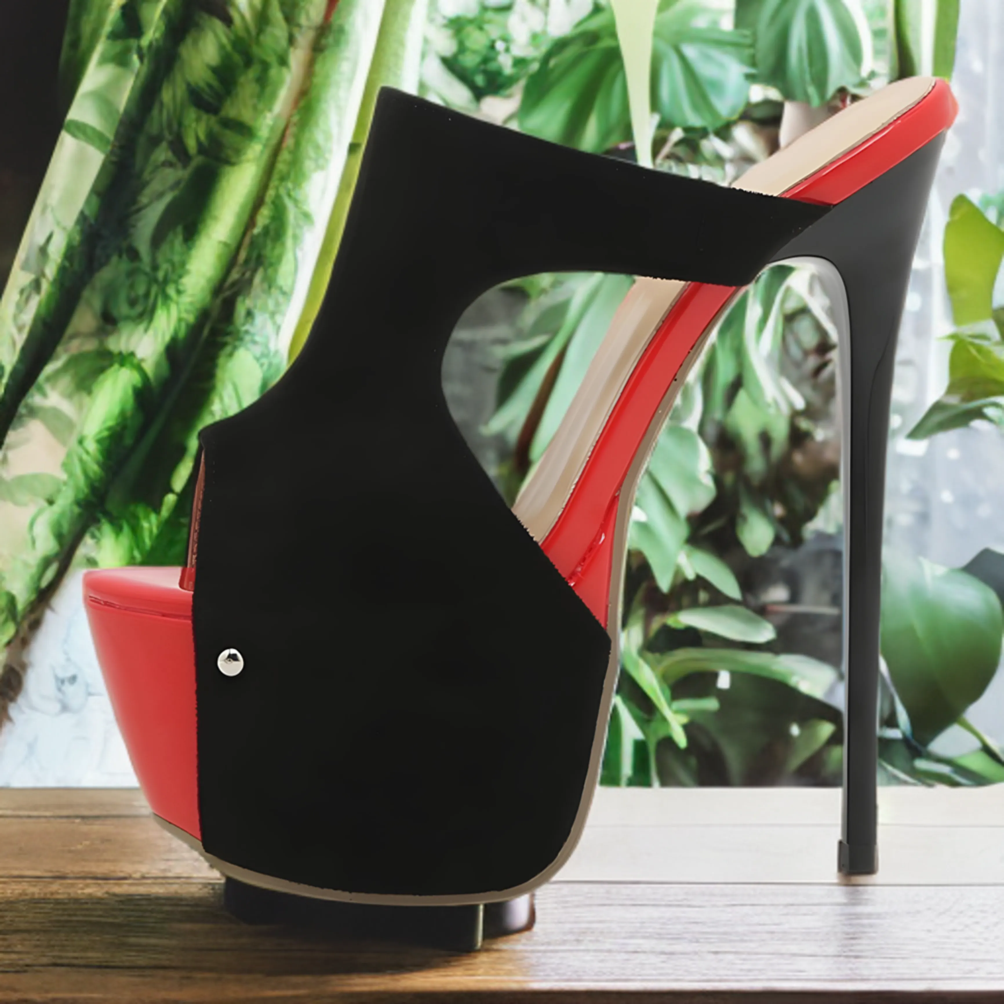 Color Block Peep Toe High Heels