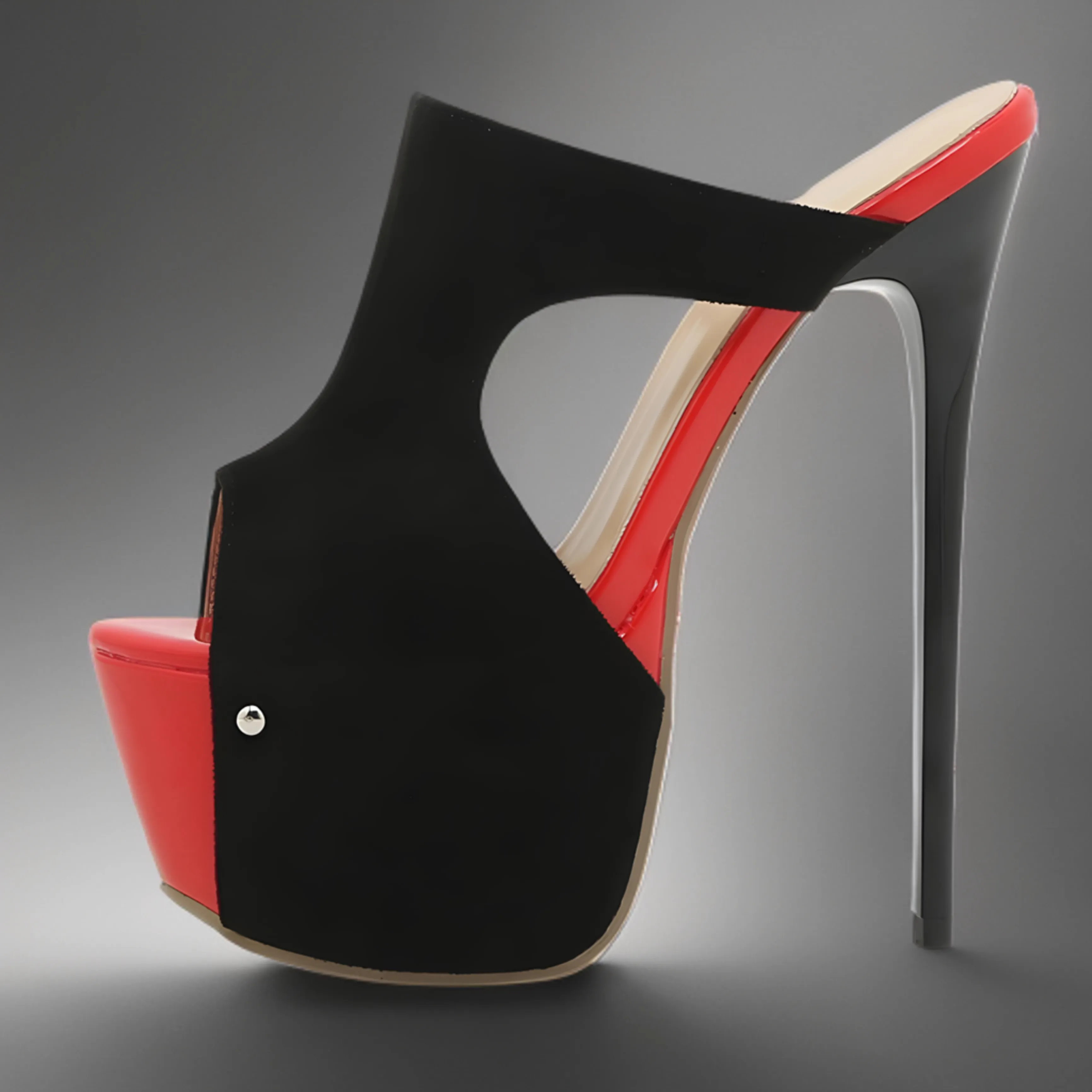 Color Block Peep Toe High Heels