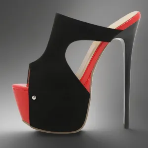 Color Block Peep Toe High Heels