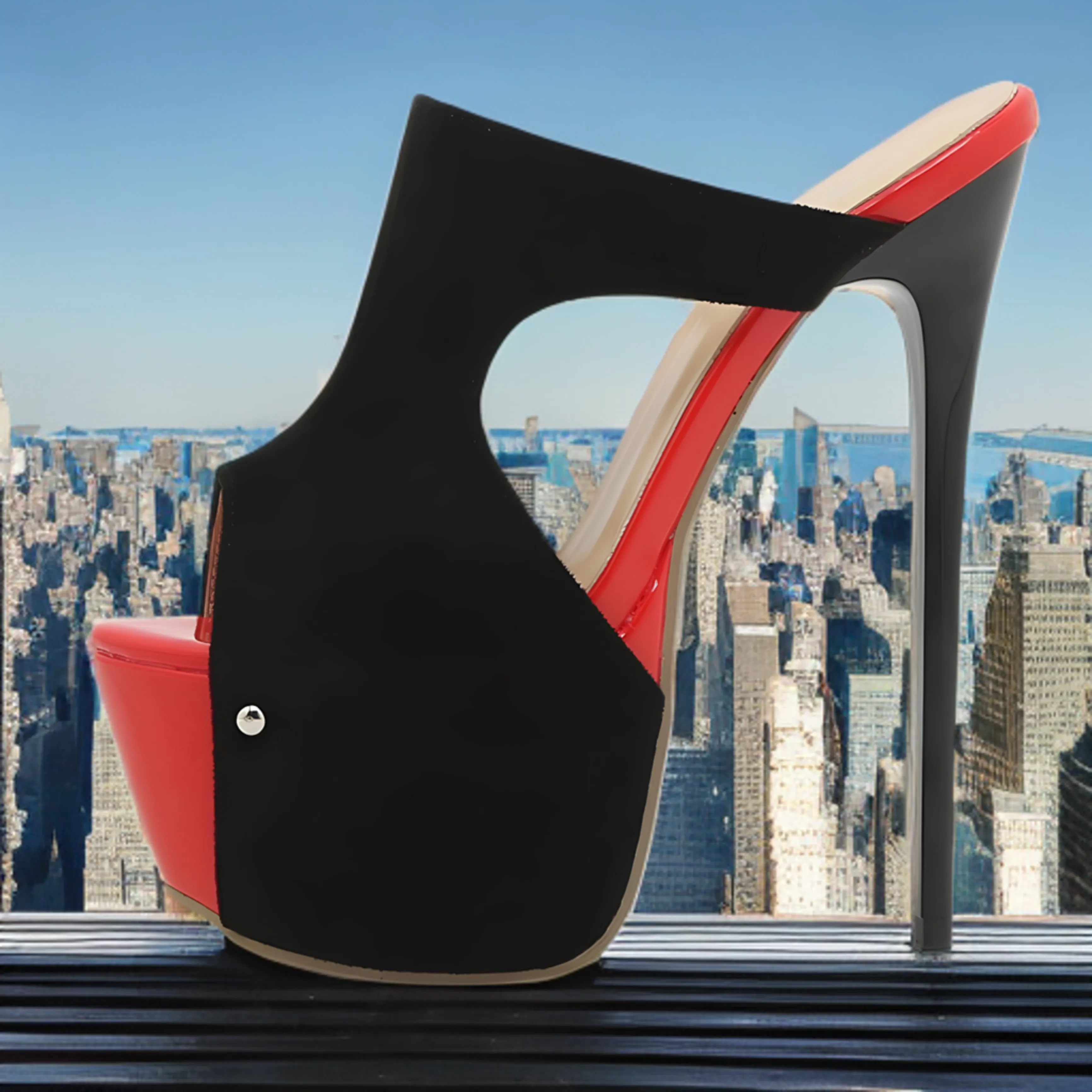 Color Block Peep Toe High Heels