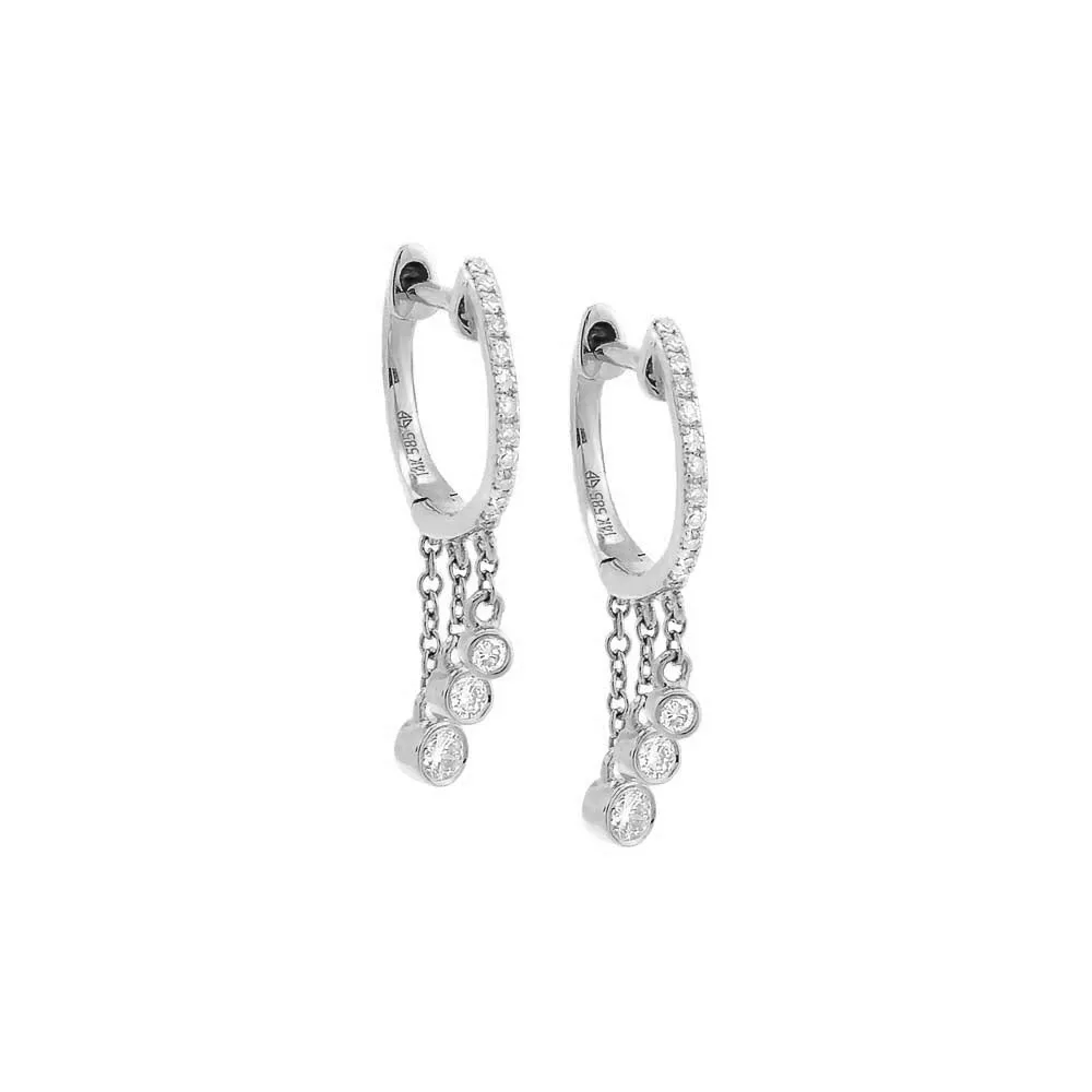 Diamond Bezel Dangling Huggie Earring 14K