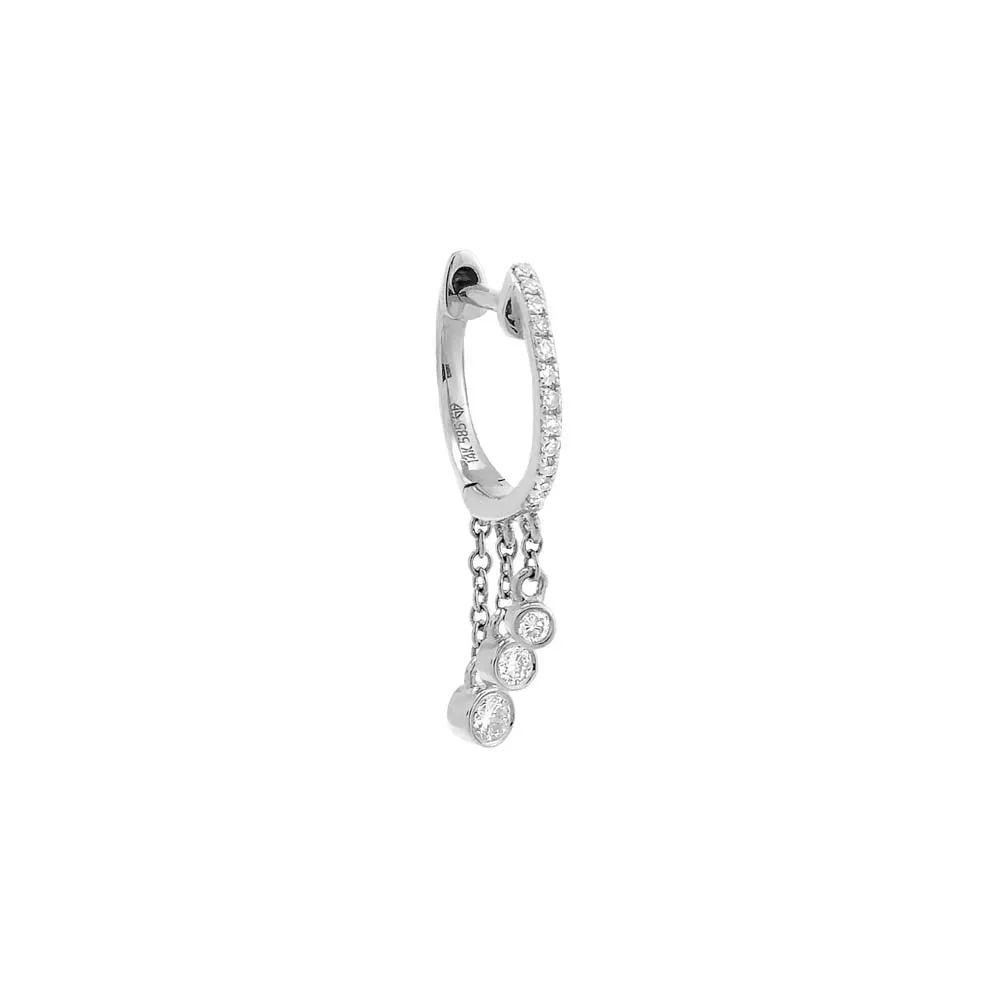 Diamond Bezel Dangling Huggie Earring 14K