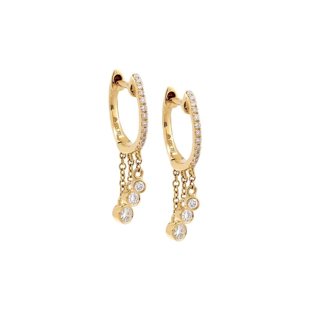 Diamond Bezel Dangling Huggie Earring 14K