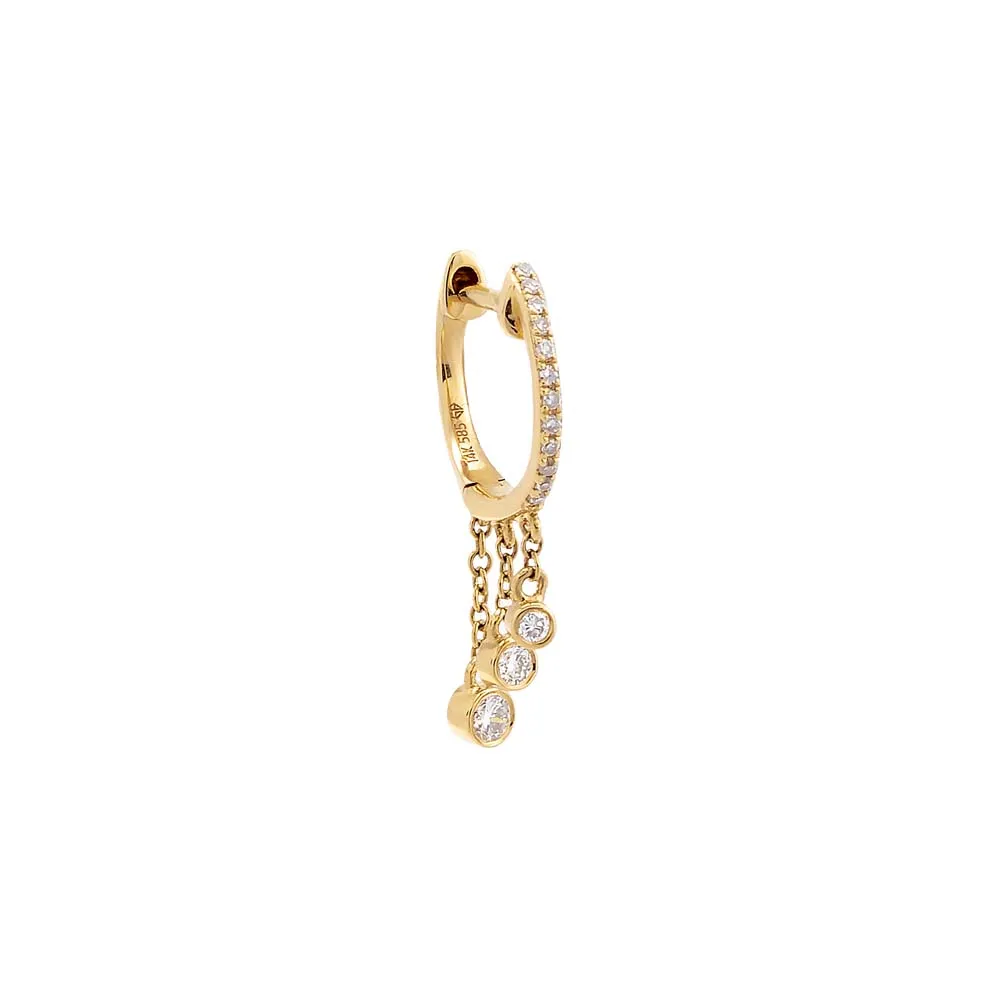 Diamond Bezel Dangling Huggie Earring 14K