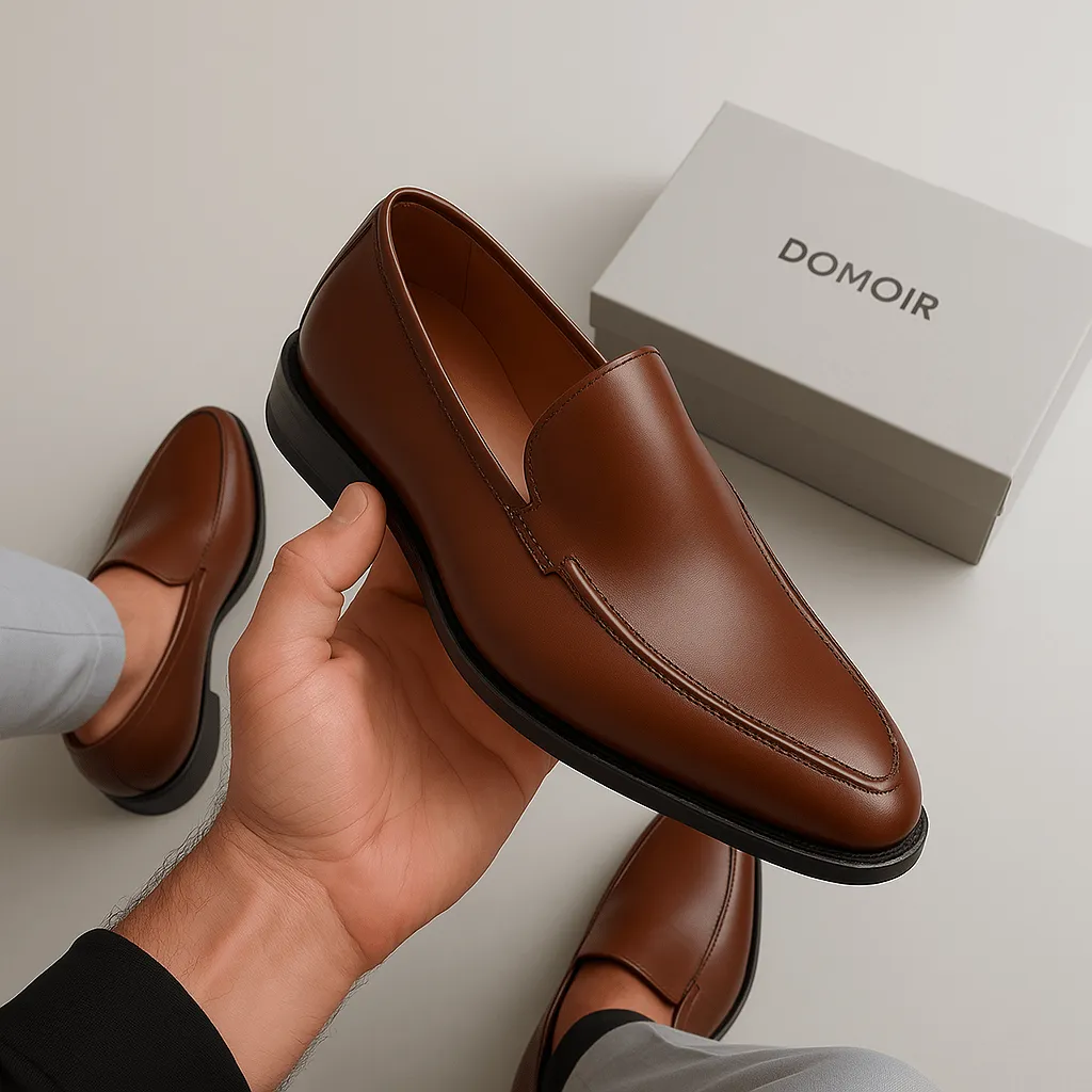 Domoir | Pointed Brown Leather Loafers