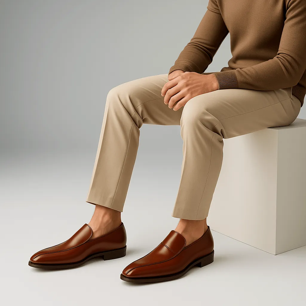Domoir | Pointed Brown Leather Loafers