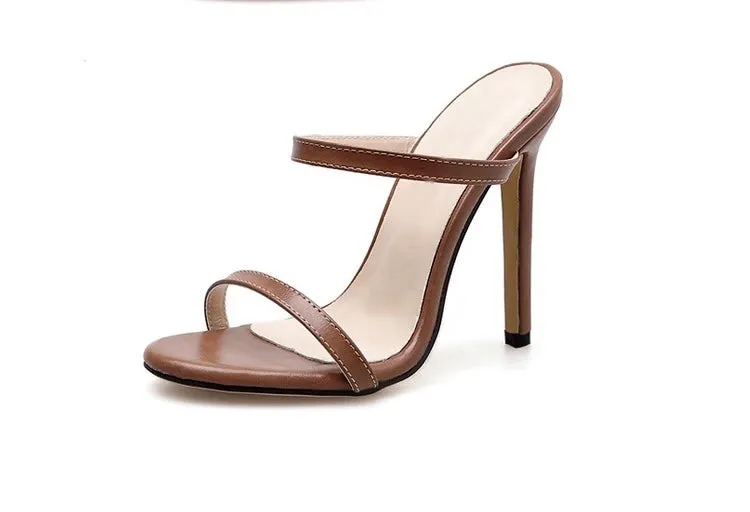DOUBLE STRAP OPEN-TOE STILETTOS