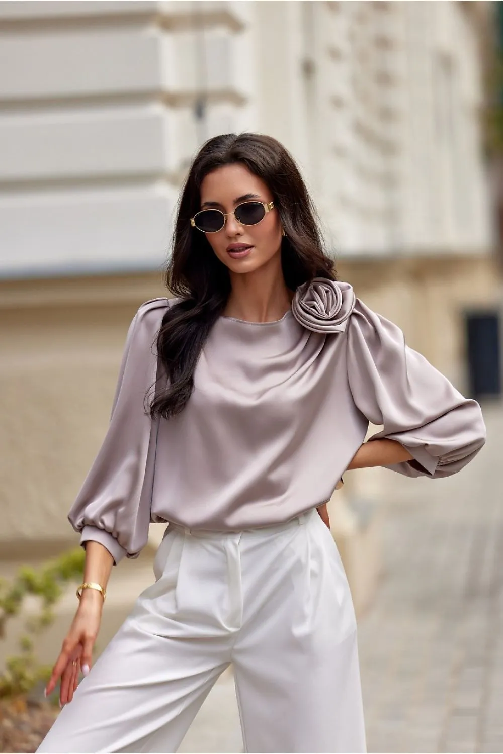 Elegant satin fabric blouse