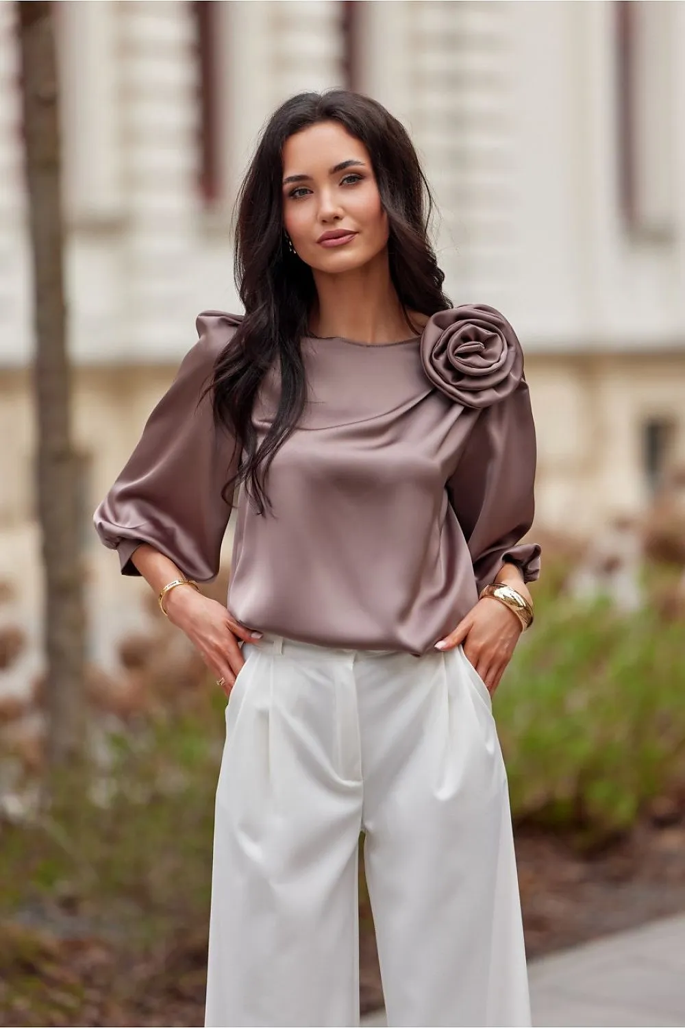 Elegant satin fabric blouse
