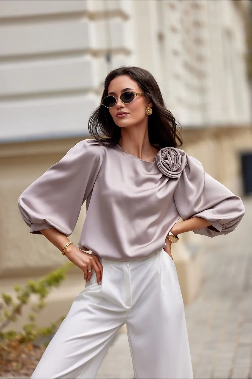 Elegant satin fabric blouse