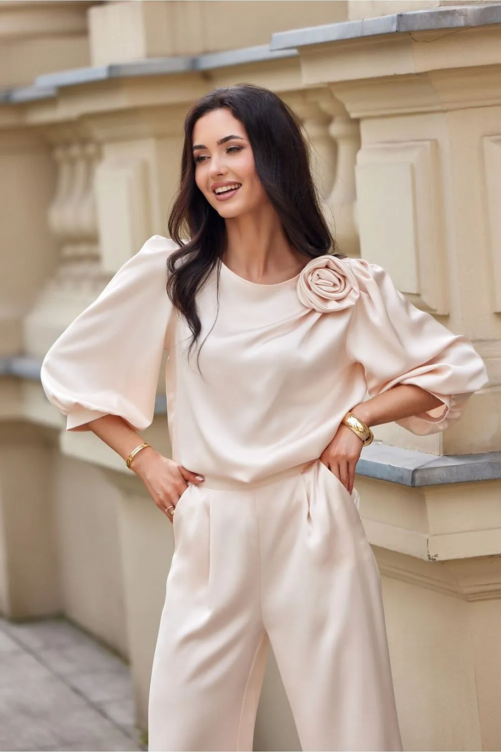 Elegant satin fabric blouse