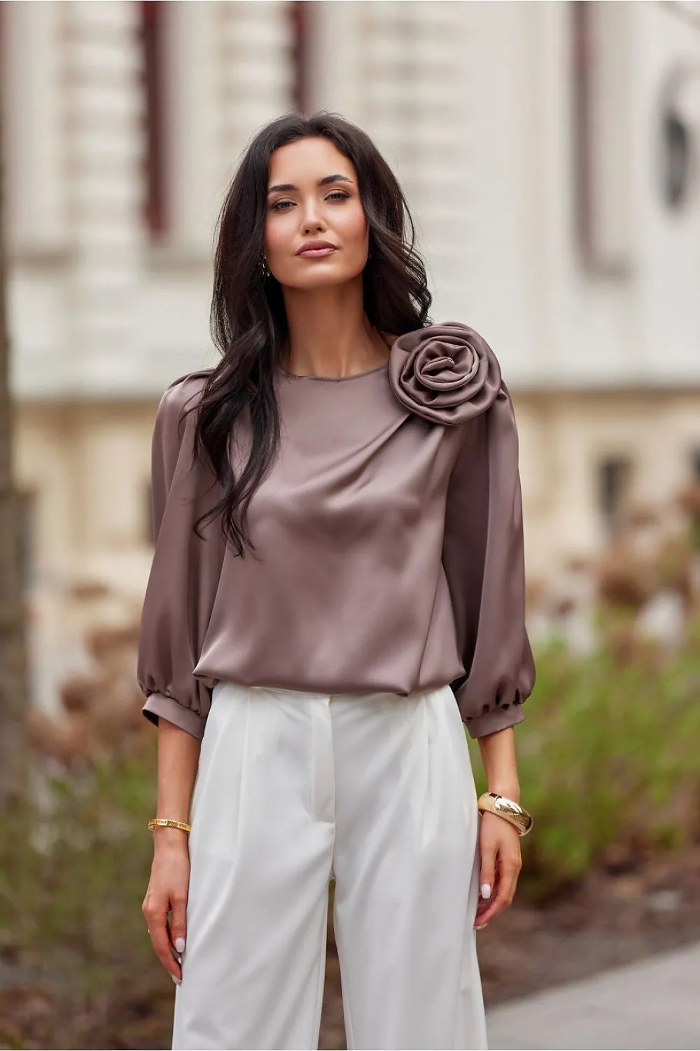 Elegant satin fabric blouse
