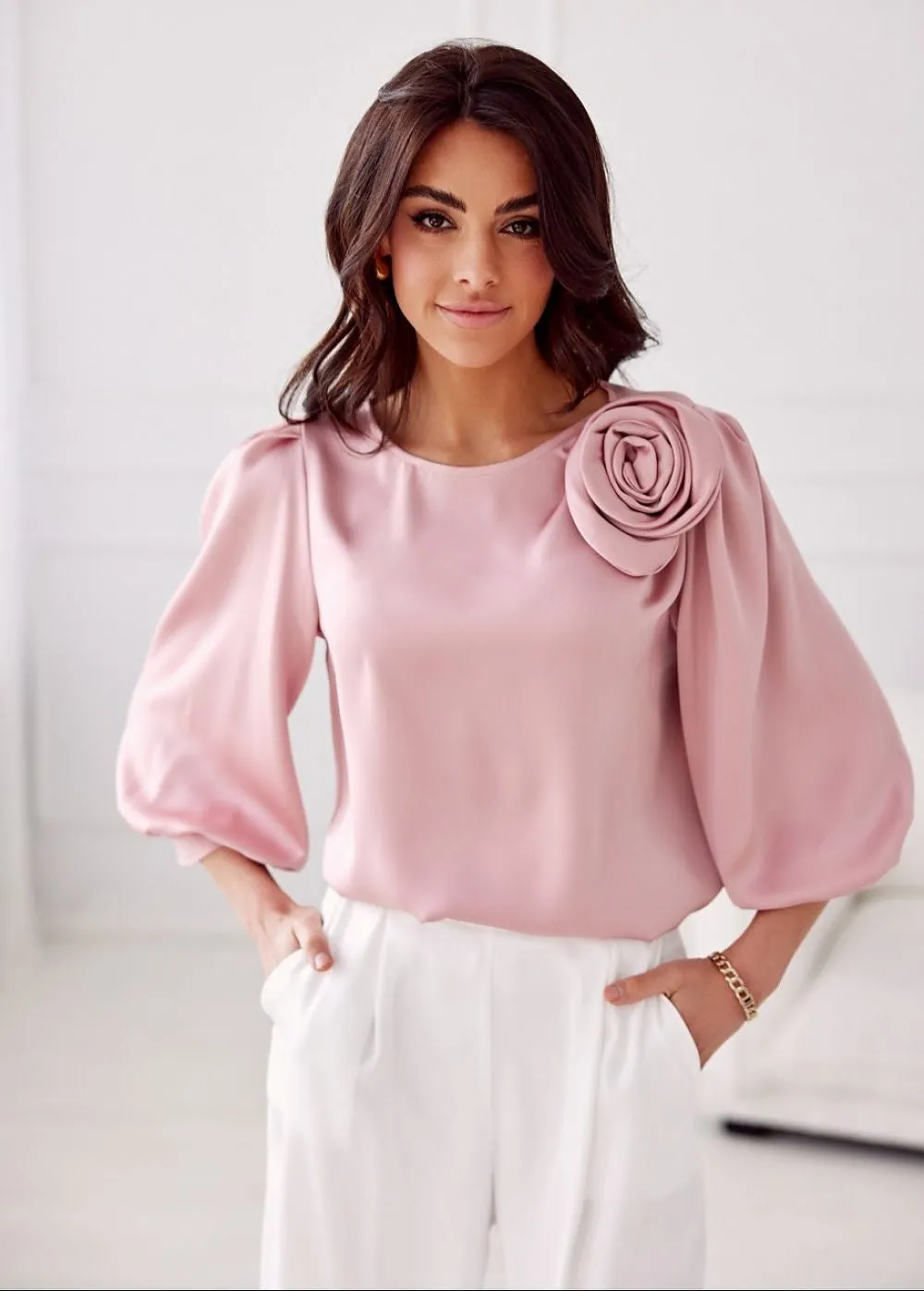 Elegant satin fabric blouse
