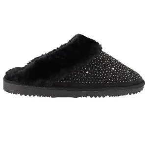 Ella Charlotte Fur Lined Memory Foam Mules Slippers In Black