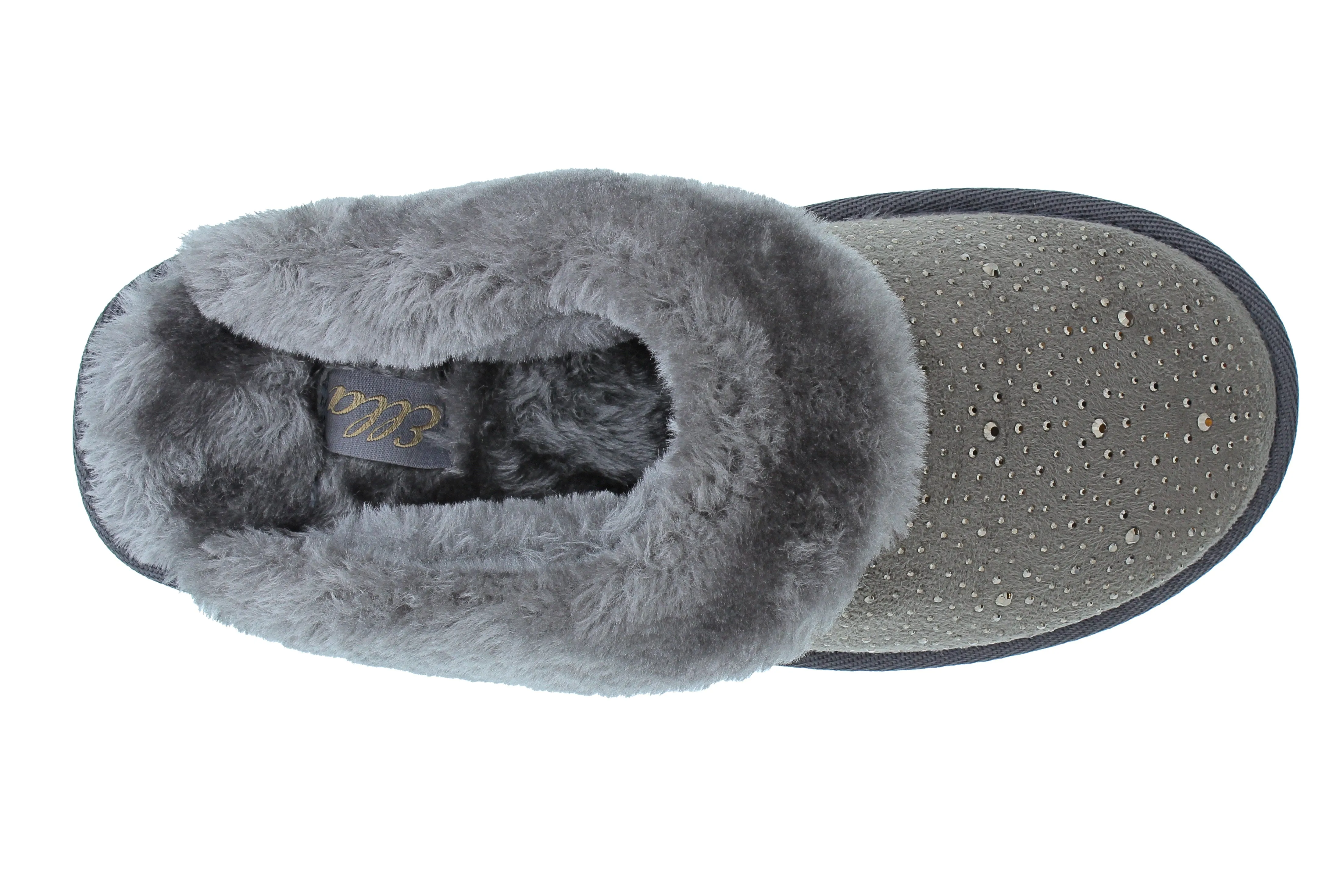Ella Charlotte Fur Lined Memory Foam Mules Slippers In Grey