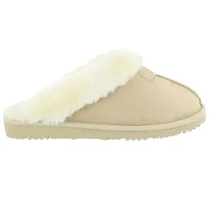 Ella Jill Fur Lined Memory Foam Mules Slippers In Beige