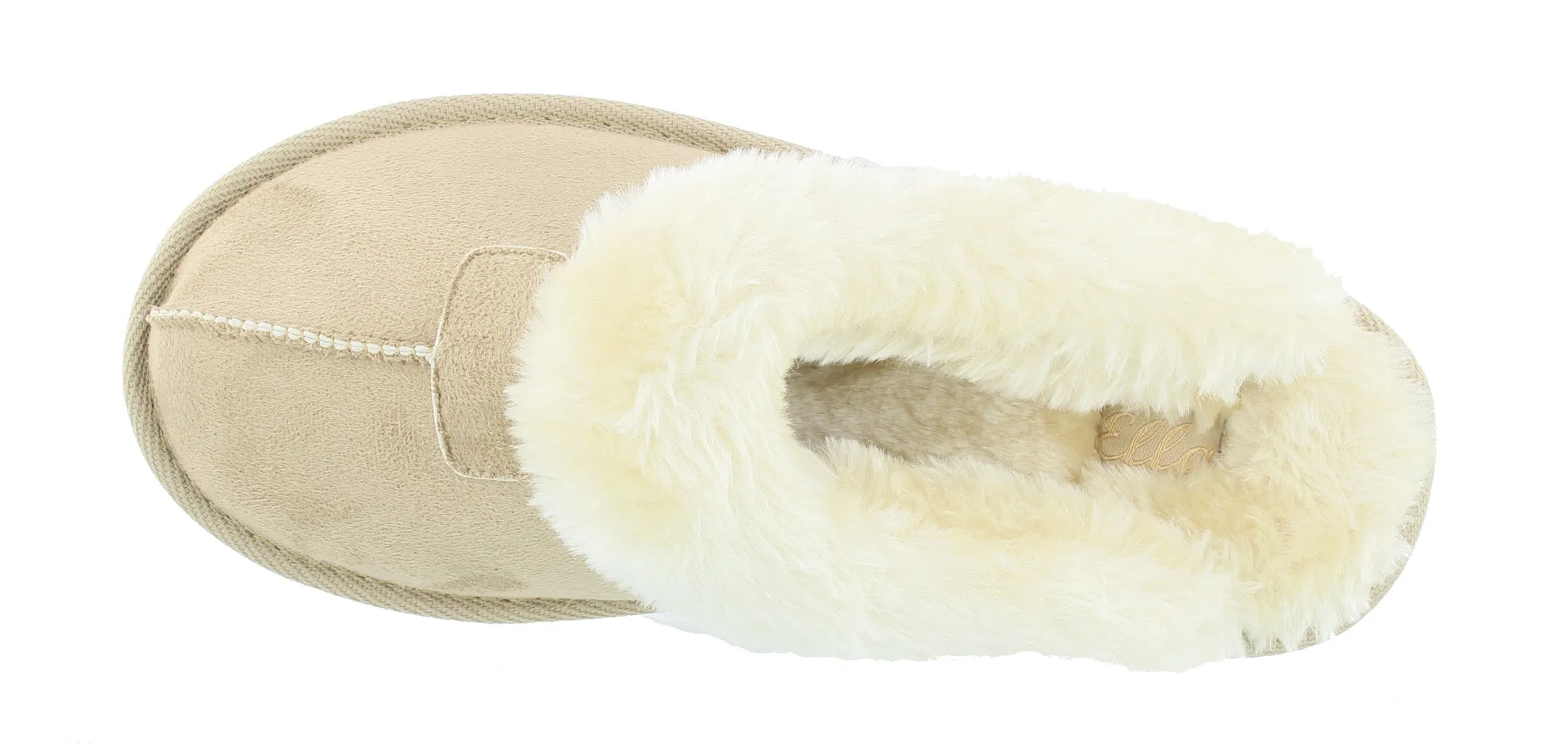 Ella Jill Fur Lined Memory Foam Mules Slippers In Beige