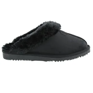 Ella Jill Fur Lined Memory Foam Mules Slippers In Black