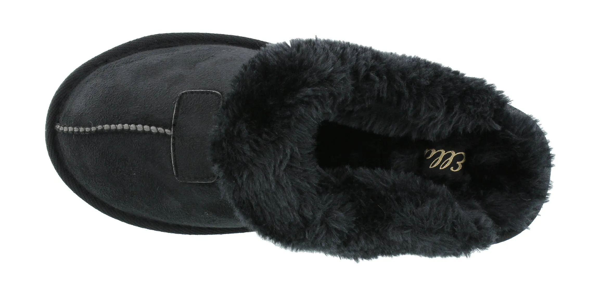 Ella Jill Fur Lined Memory Foam Mules Slippers In Black