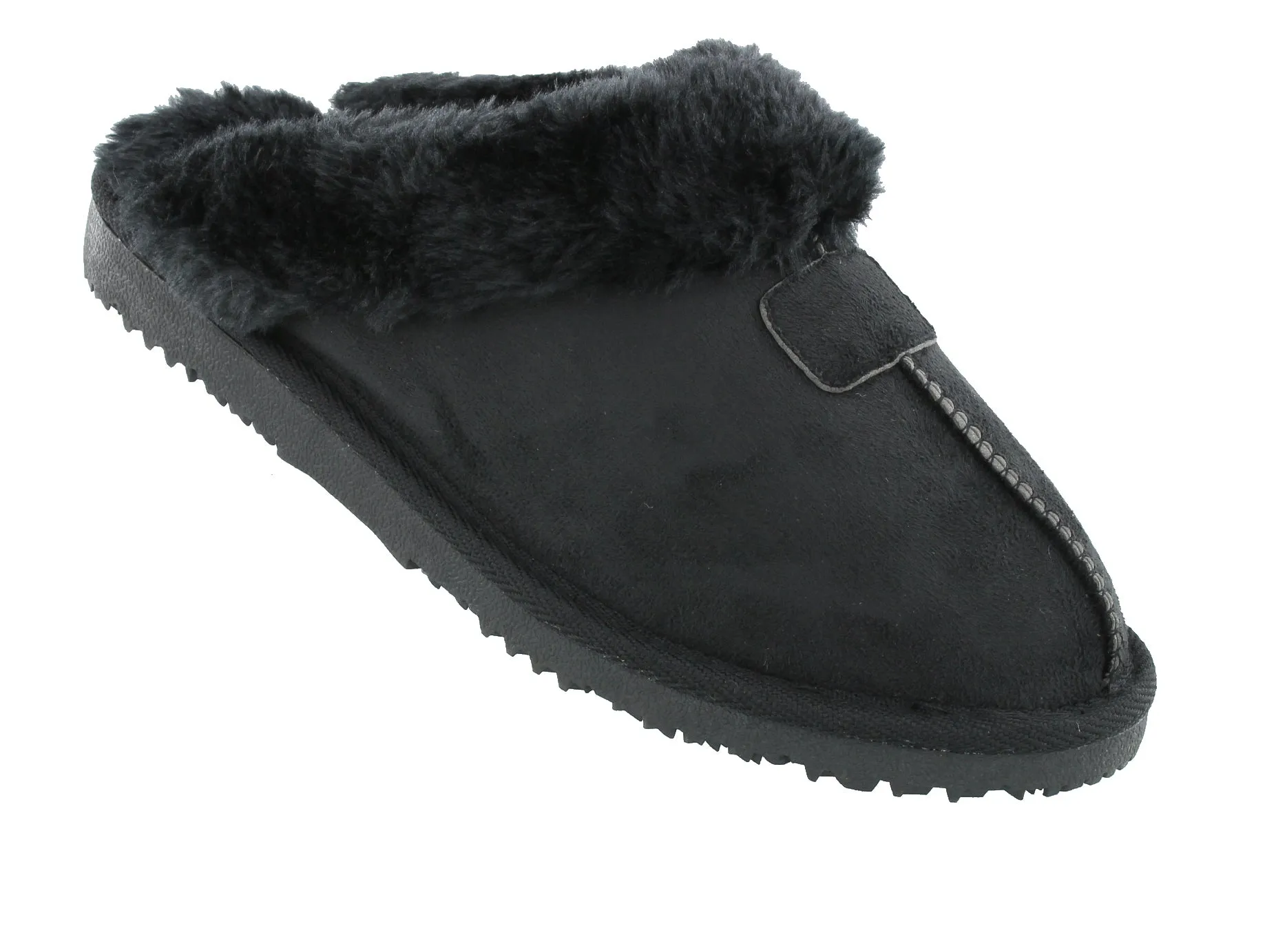 Ella Jill Fur Lined Memory Foam Mules Slippers In Black