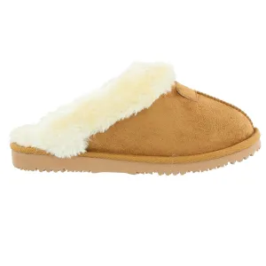 Ella Jill Fur Lined Memory Foam Mules Slippers In Chestnut