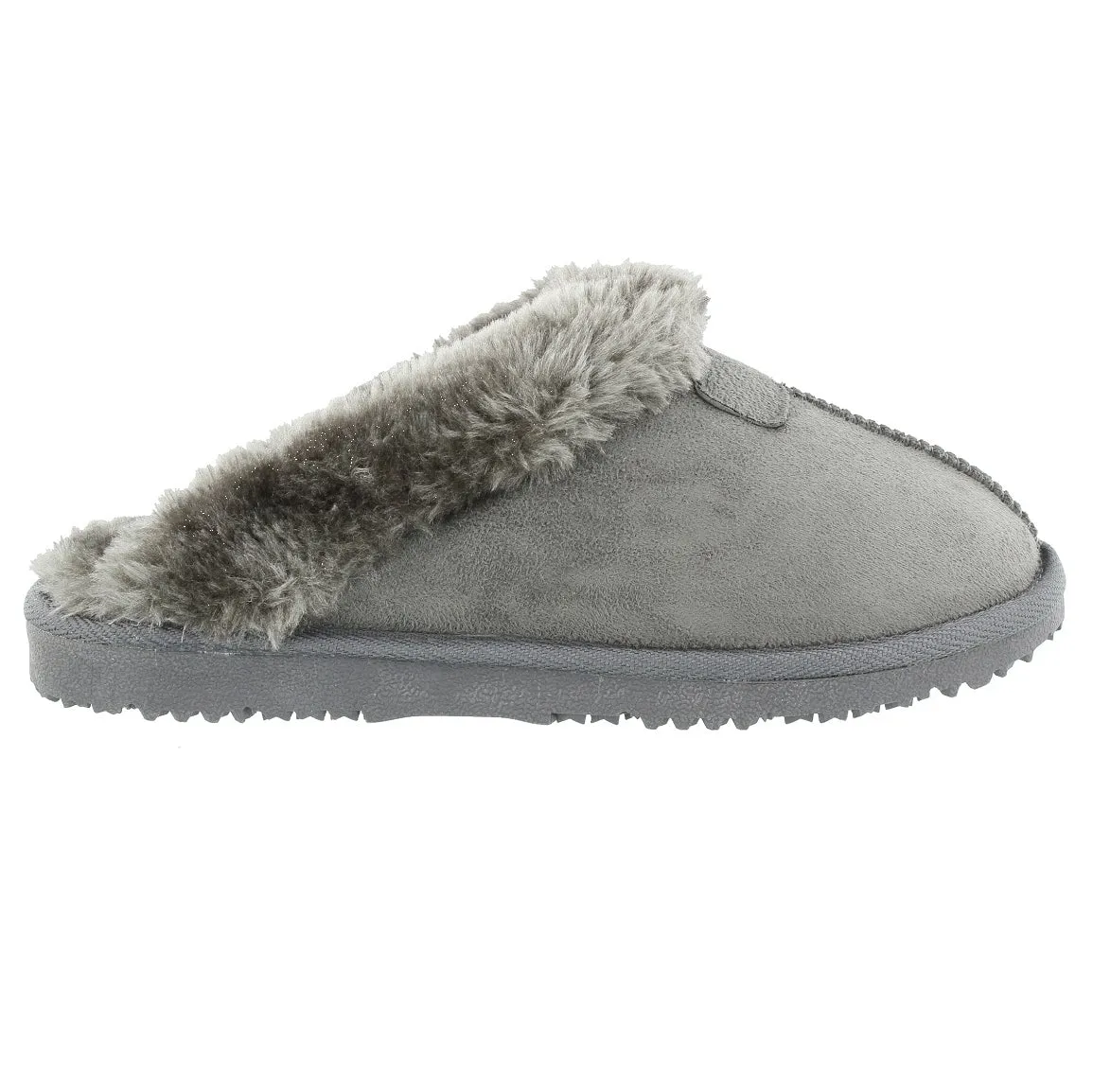 Ella Jill Fur Lined Memory Foam Mules Slippers In Grey
