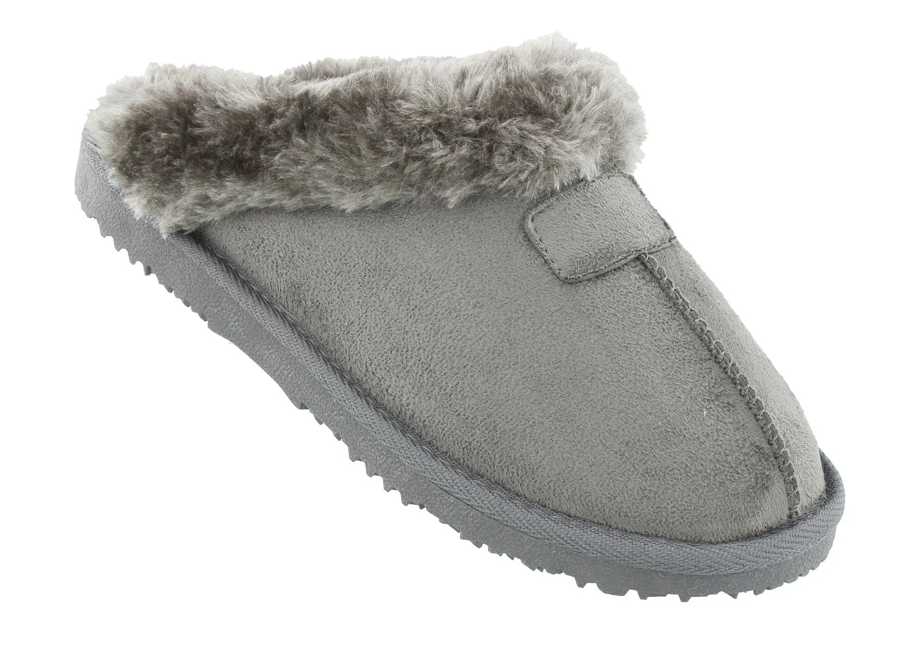 Ella Jill Fur Lined Memory Foam Mules Slippers In Grey