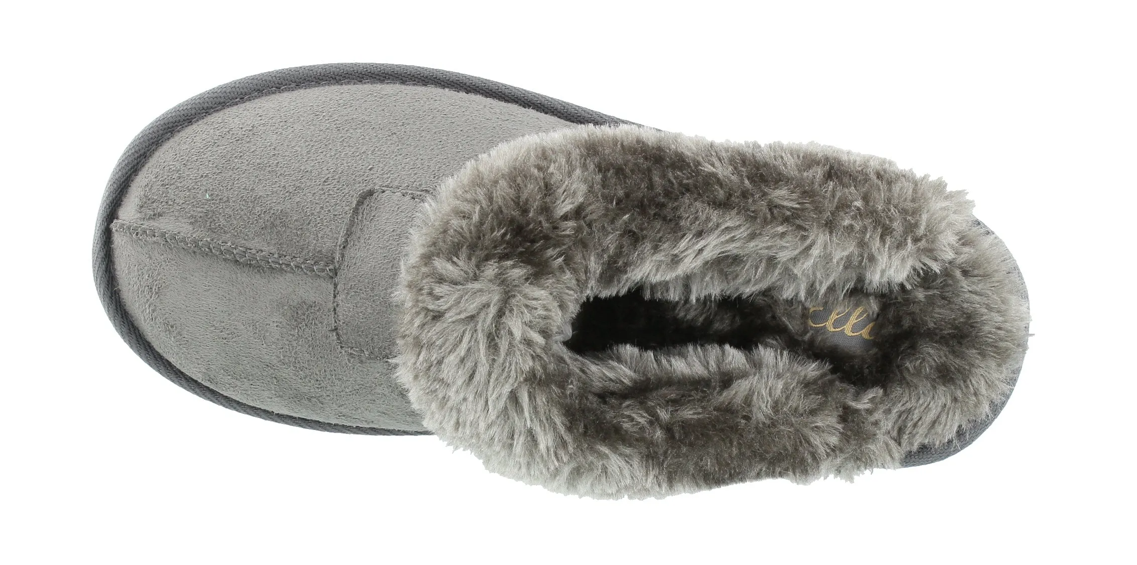 Ella Jill Fur Lined Memory Foam Mules Slippers In Grey