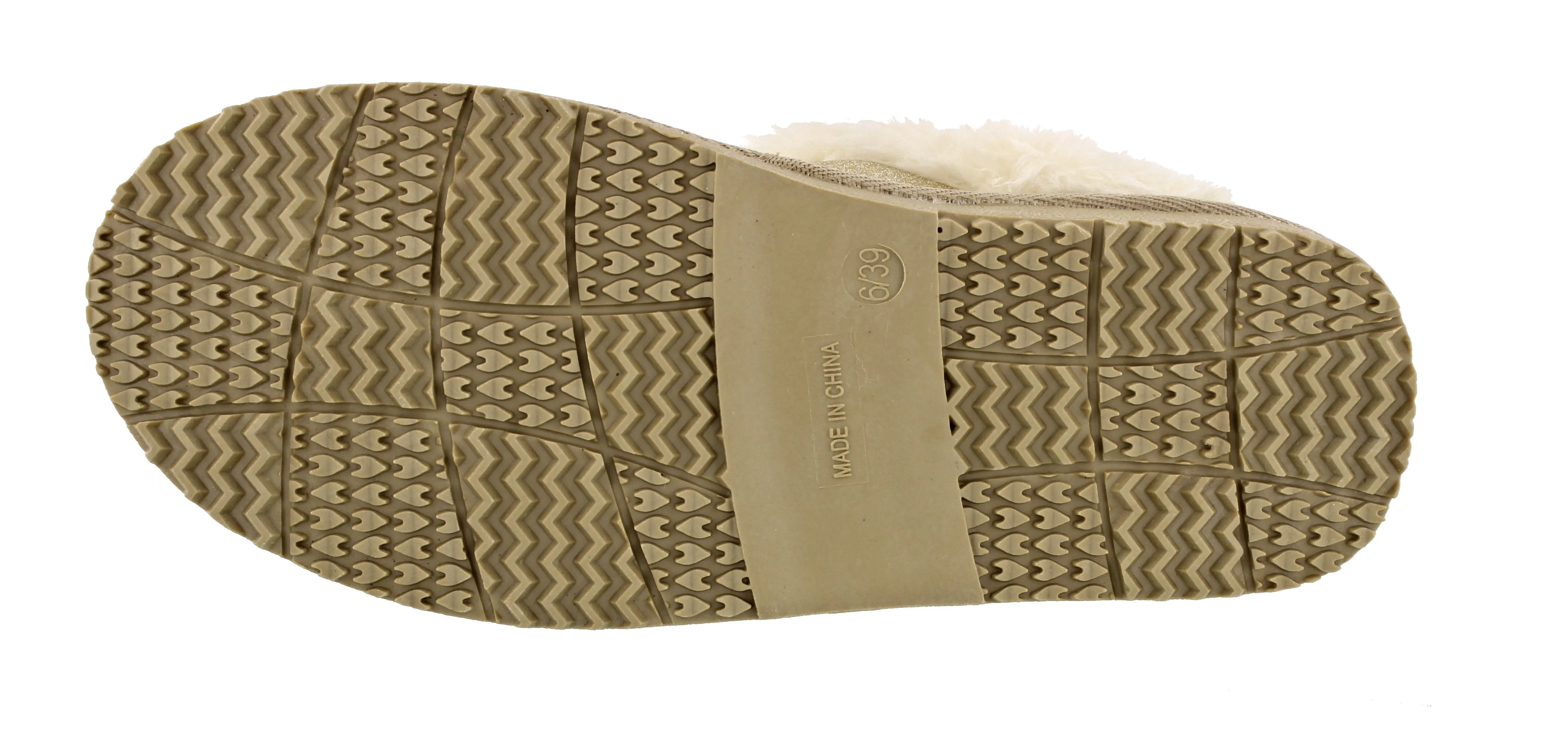 Ella Sparkle Glitter Warm Faux Fur Lined Memory Foam Mules Slippers In Gold