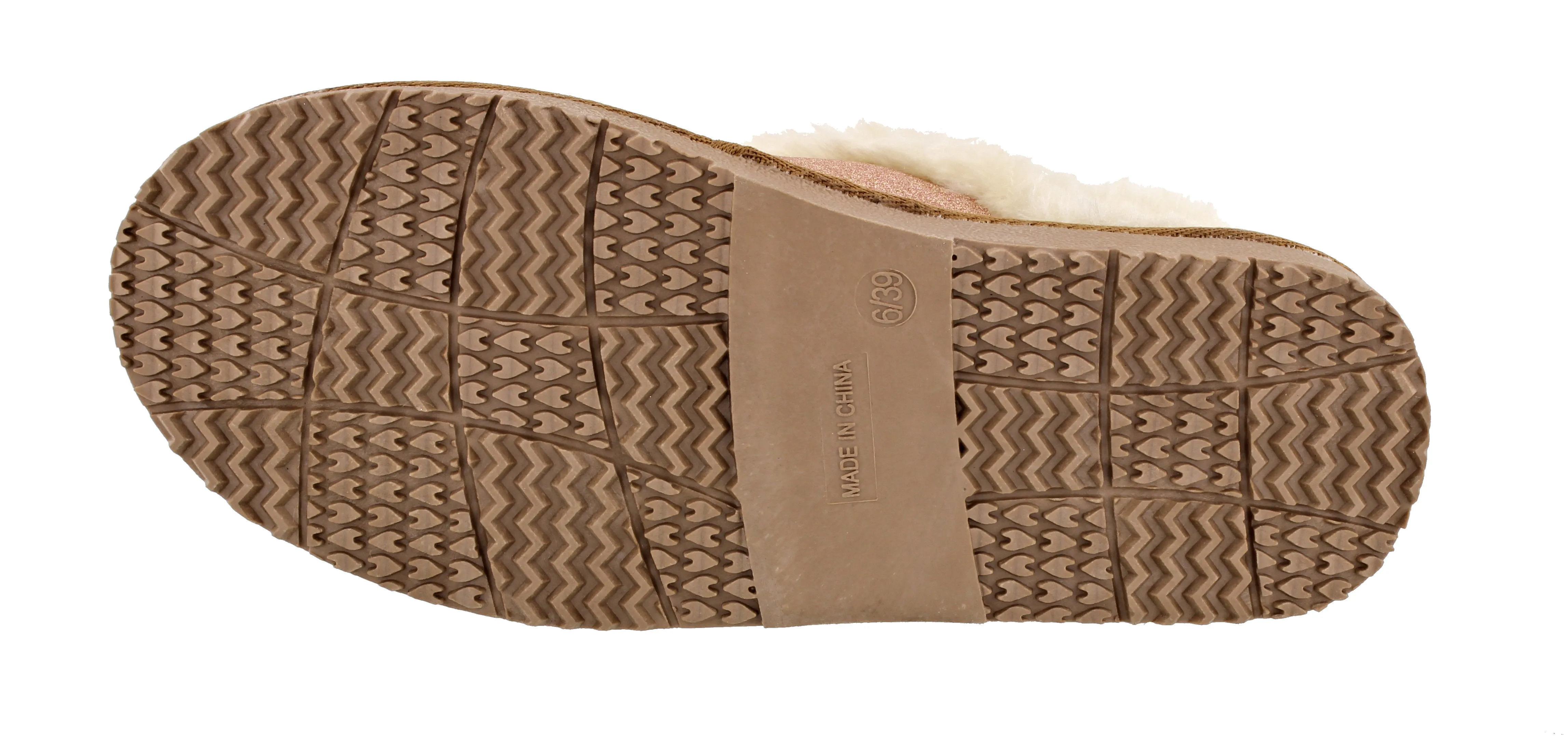 Ella Sparkle Glitter Warm Faux Fur Lined Memory Foam Mules Slippers In Rose