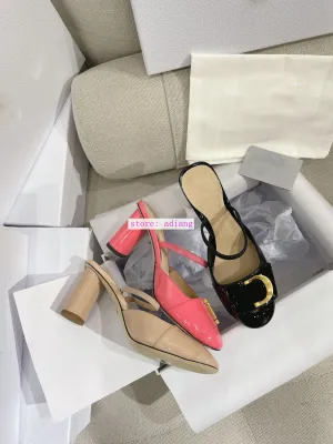 eur 35-40 8cm thick heel mules sandals fashion shoes women 2023 black pink apricot