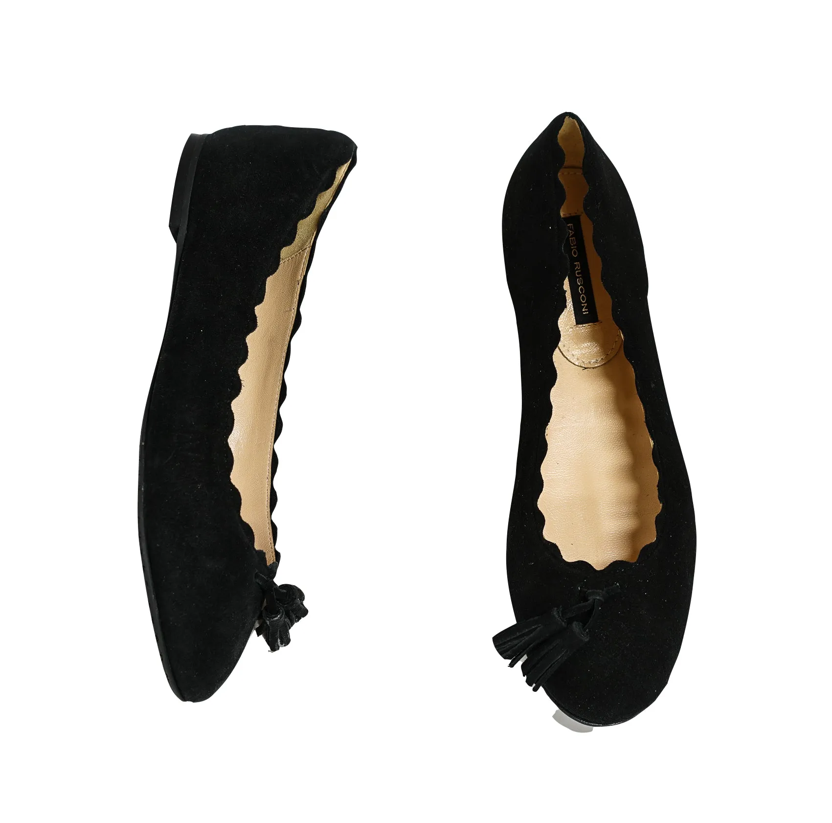 Fabio Rusconi Women's Suede Black Tassle Flat Shoe F3771 40% OFF