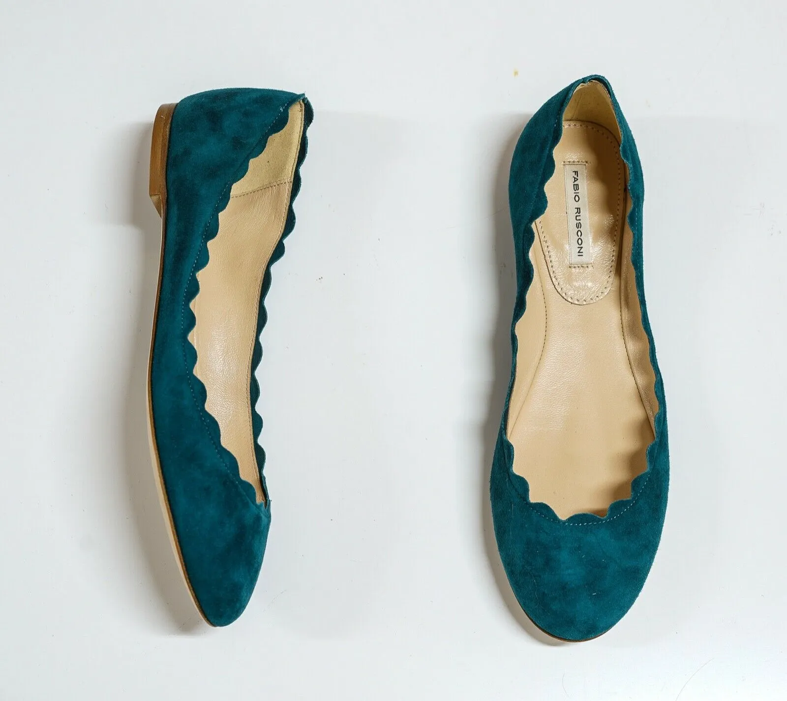 Fabio Rusconi Women's Suede Teal Ballerina Flat Shoe S1795