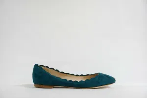 Fabio Rusconi Women's Suede Teal Ballerina Flat Shoe S1795
