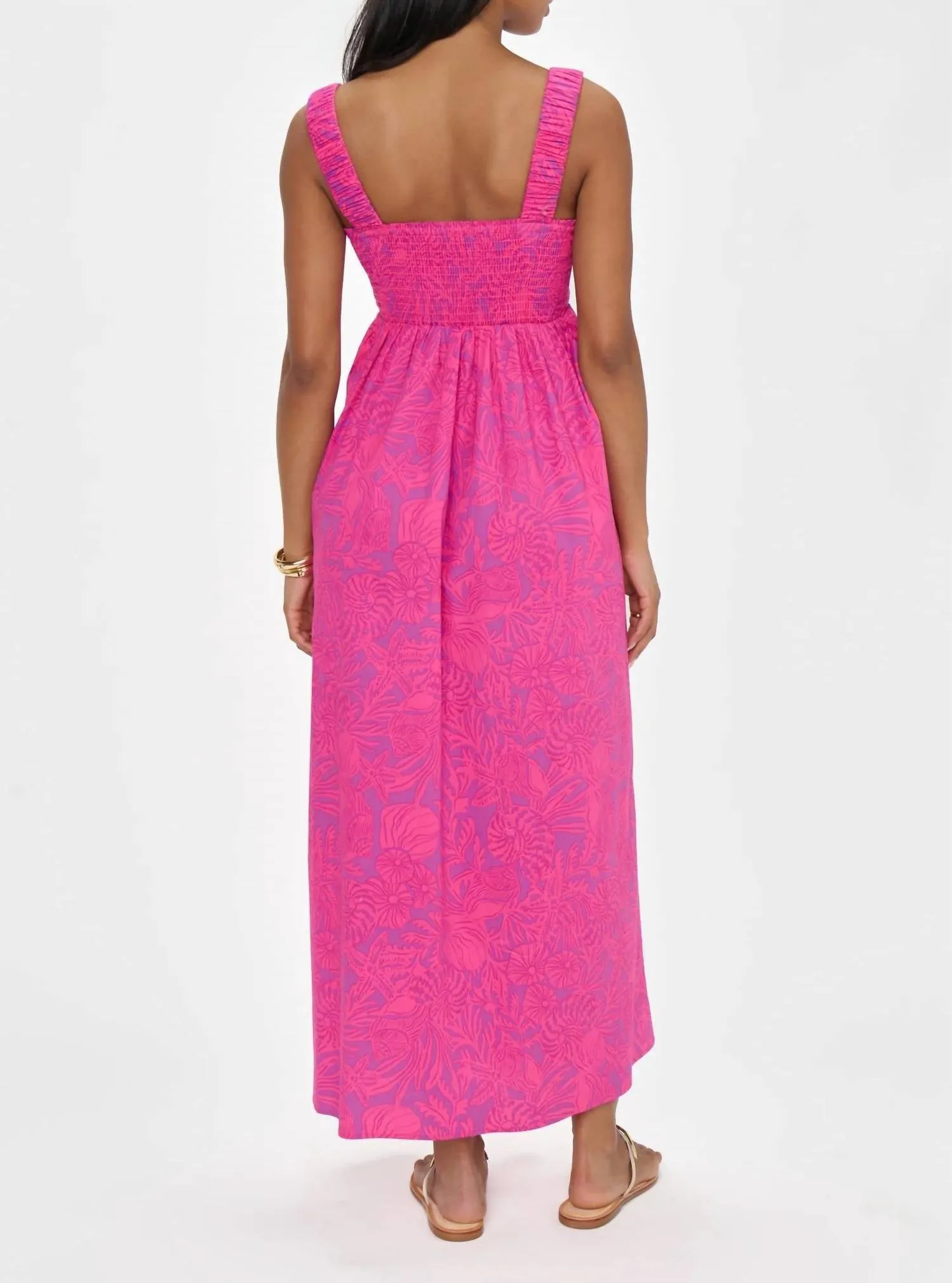 Fling Midi Dress In Pink Shells Poplin