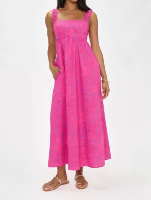 Fling Midi Dress In Pink Shells Poplin