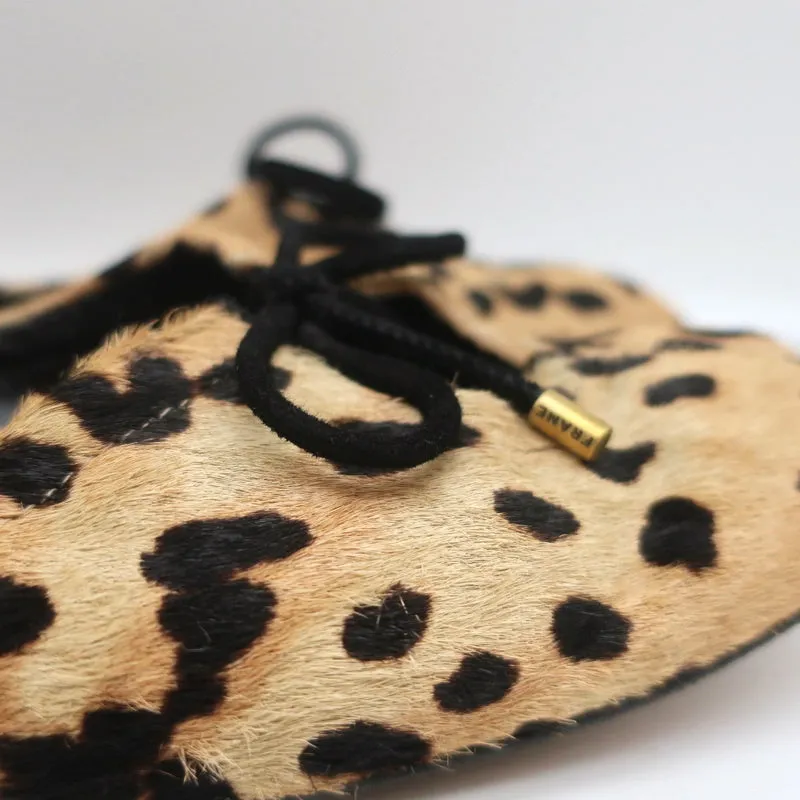 Frame Square Toe Ballet Flats Le Sunset Leopard Print Calf Hair Size 37.5