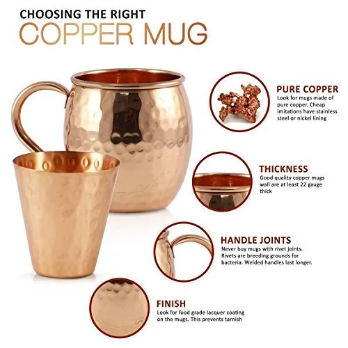 [Gift Set] Mule Science Moscow Mule Mugs Set of 4 | 100% Handcrafted | Food Safe | Copper Mugs with Bonus Accessories | Tarnish Resistant Copper Cups | 16 oz.