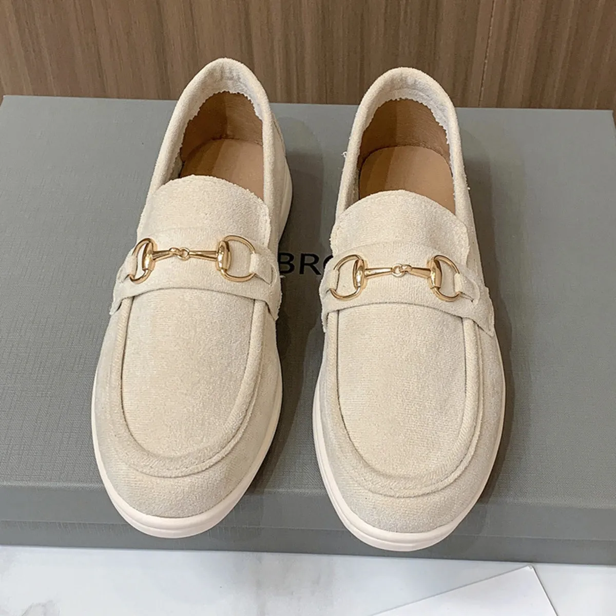 Hazel Blues® |  Metal Buckle Flat Sneakers
