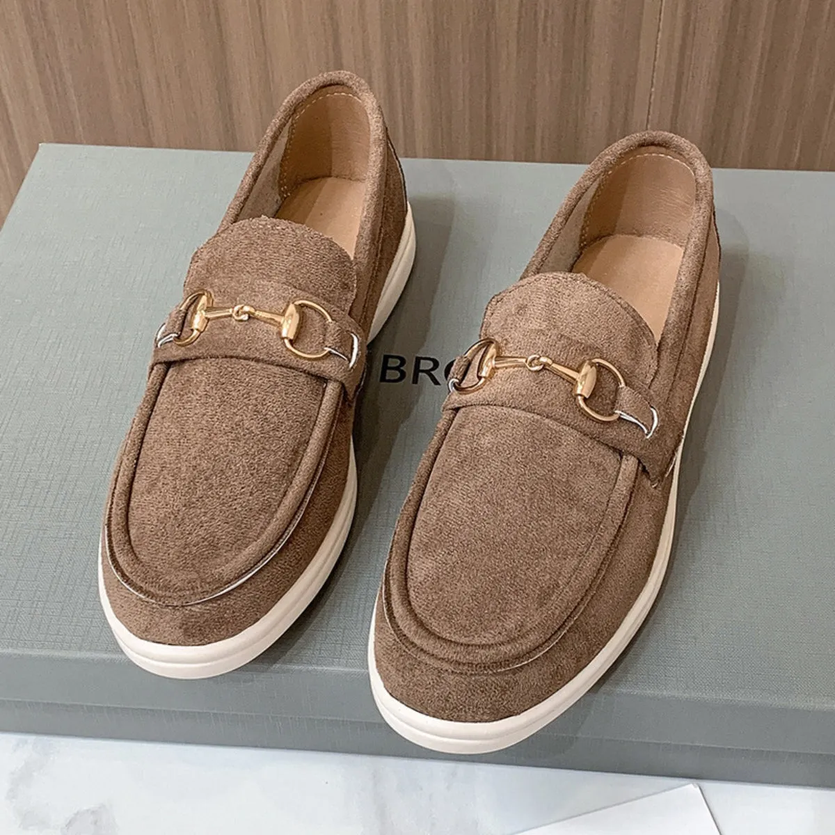 Hazel Blues® |  Metal Buckle Flat Sneakers