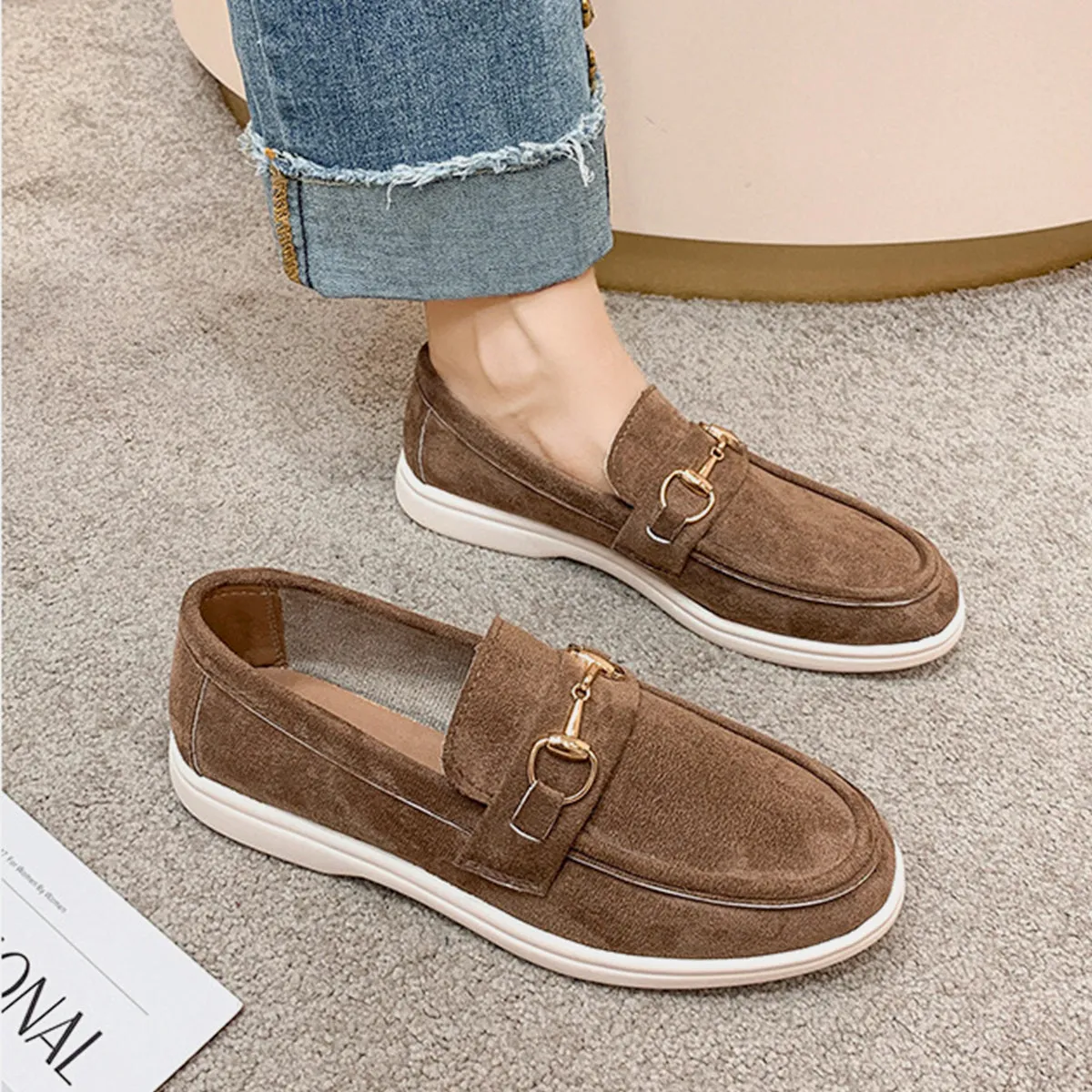 Hazel Blues® |  Metal Buckle Flat Sneakers