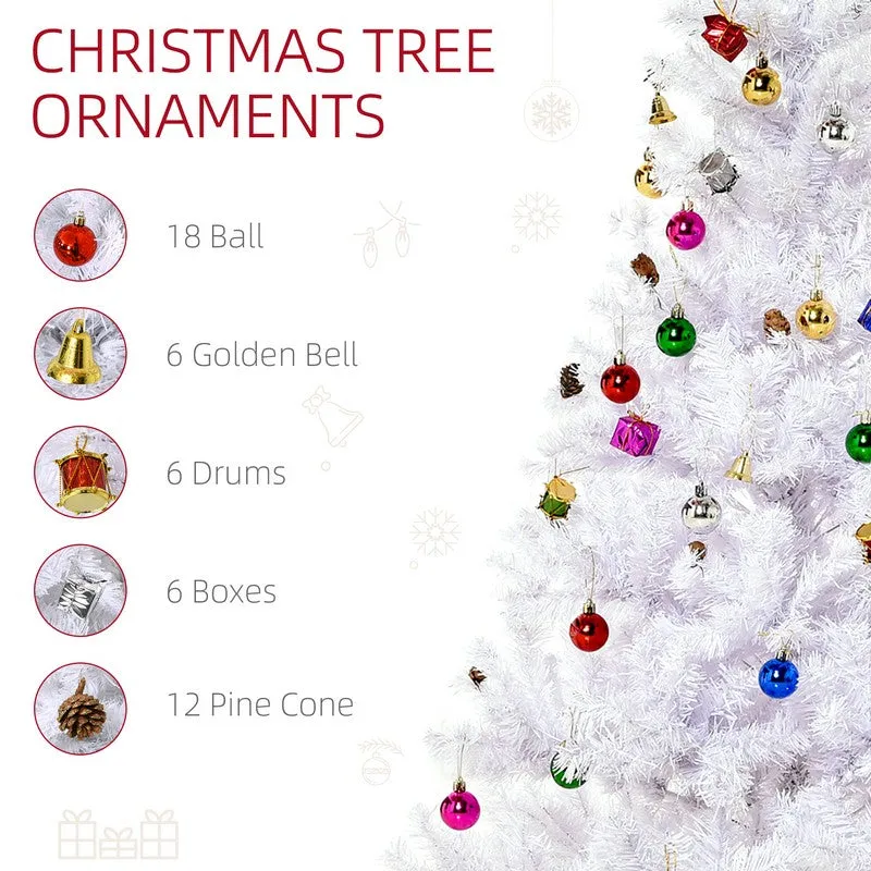 Homcom 5FT Artificial Christmas Tree with Metal Stand Decorations Home Seasonal Elegant Faux White