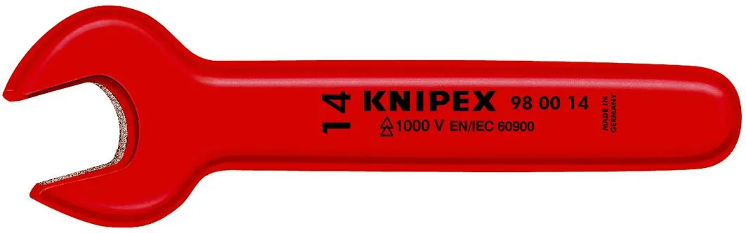 KNIPEX Open End Wrench Spanner 19mm Insulated VDE 1000V 165mm Long 15° Jaw Angle 98 00 19
