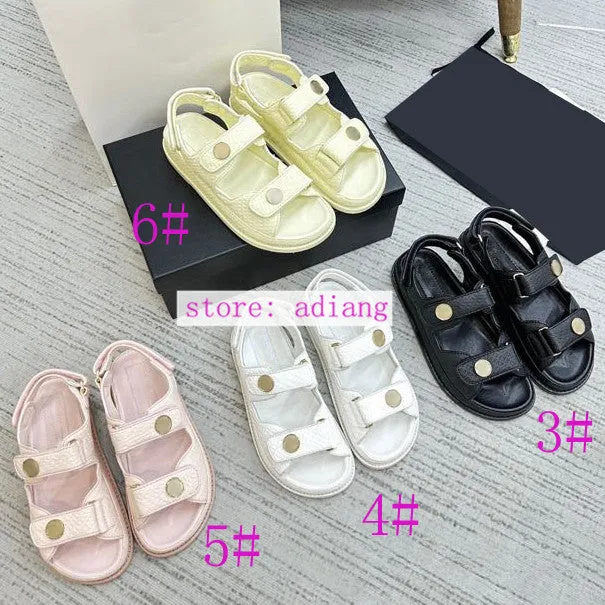 leather sandals vintage flats comfort Rubber sole women 2023 35-40 high quality
