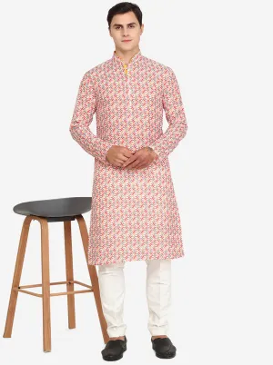 Multi Off-White Printed Cotton Blend Kurta | The Kurta Company