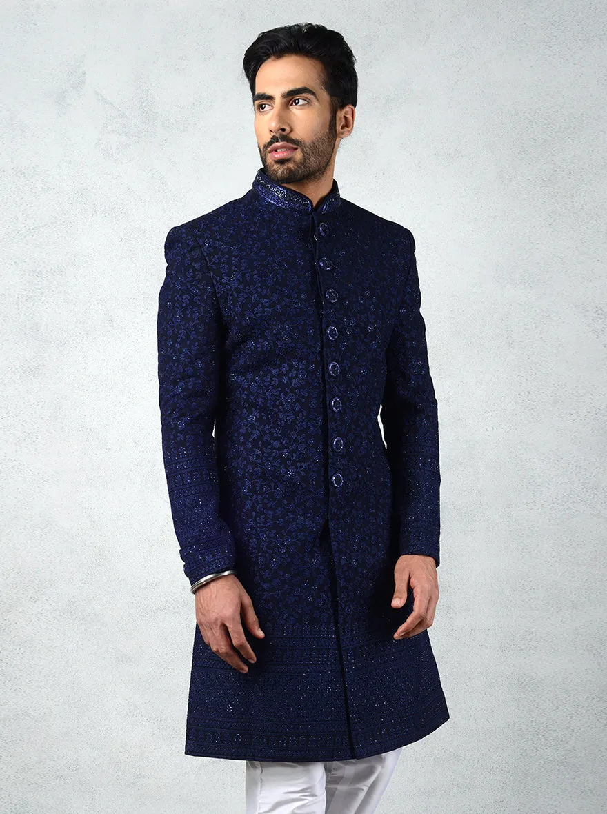 Navy Blue Indowestern | Azania